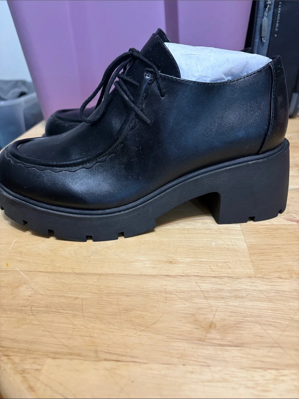torrid Black Chunky Lug Platform Lace-Up Shoes